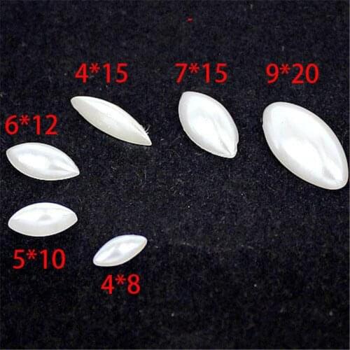 Nail decorative Various sizes pearl white horse eye Shape Acrylic Nail art Flat Back Rhinestone Clothing accessories