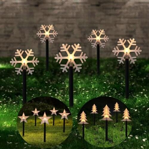 5pcs Christmas Garden Pathway Lights Snowflake xmas Tree New Year decor Outdoor Waterproof Lights Christmas Decorations For home