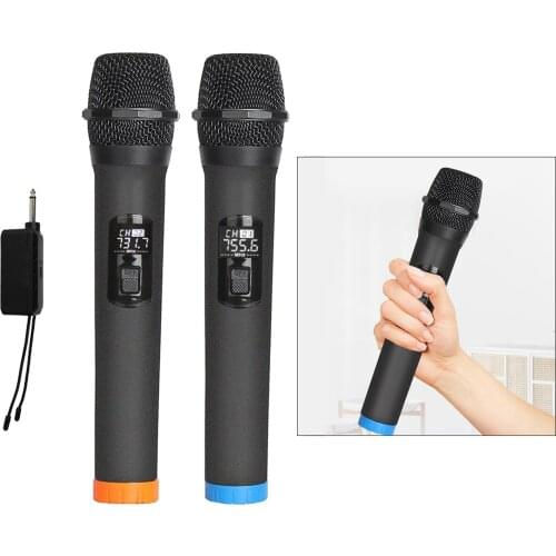 Dual VHF Handheld Wireless Microphone System, Professional Cordless Mic System without , for Family Party,Church, Home