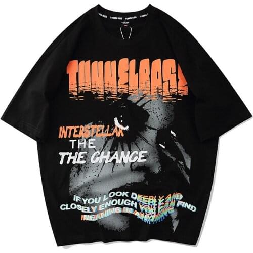 Chaozhou American high street printed T-shirt trend Street loose color creative letters Short Sleeve Tee men and women