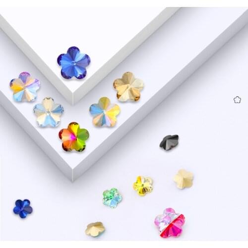 K9 Glass Strass Flower Shape Shiny Glue On Rhinestones Pointback Dresses Clothes Decoration Crystals Stones Loose Rhinestones