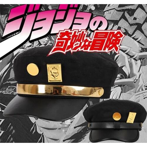 Anime JoJos Bizarre Adventure Cosplay Cap Jotaro Kujo Cosplay Accessories Hats Army Military Flatcap Badges Anime Around Gift