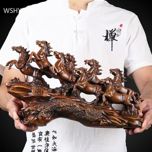 Chinese Resin Horse Model Sculpture Feng Shui Ornaments Living Room Wine Cabinet Lucky Fortune Decoration Home Accessories
