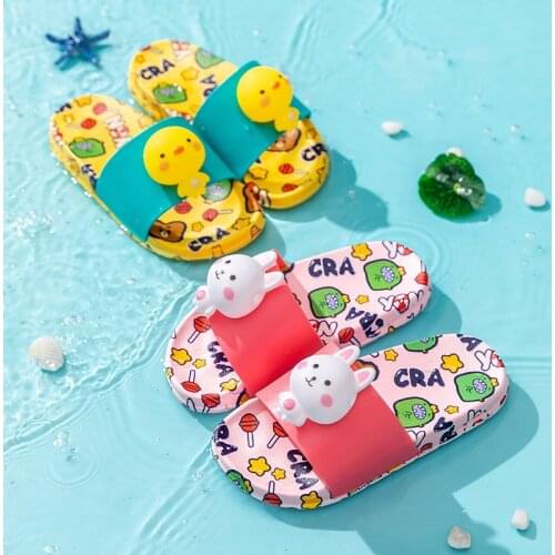 New Summer Children Slippers Boys Cartoon Animal Kids Beach Sandals Girls Patchwork Princess Sweet Slippers for Bath Indoor