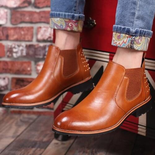 Winter Fur Mens Chelsea Increased Boots Genuine Leather Casual Shoes Male British Style Slip-on Wedding Dress Short Boot For Man