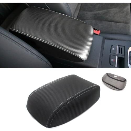 Soft Carbon Texture Leather Armrest Box Cover For Audi A3 2017 2018 Car Interior Center Armrest Box Pad Skin Cover Sticker Trim