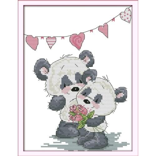 Two bears' love cross stitch kit 14ct 11ct count print canvas stitches embroidery DIY handmade needlework plus