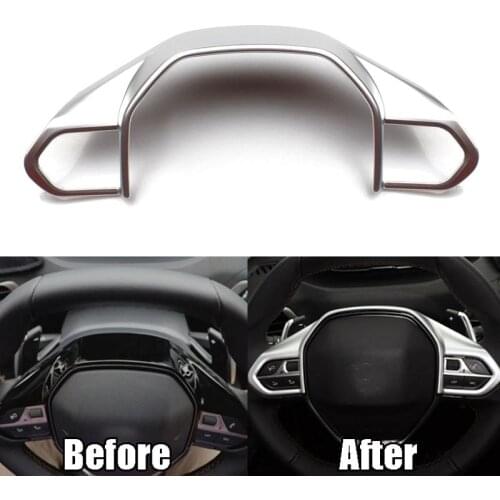 ABS Matte Silver Steering Wheel Cover Trim For Peugeot 3008 GT 2016 2017 2018 2019 2020