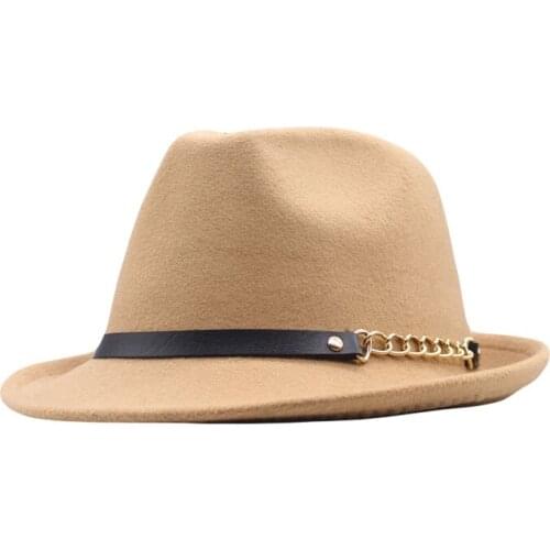 New Color With Belts Top Jazz Hats Casual Men Women Wide Birm Wool Felt Hat Panama Trilby Formal Party Caps Wholesale