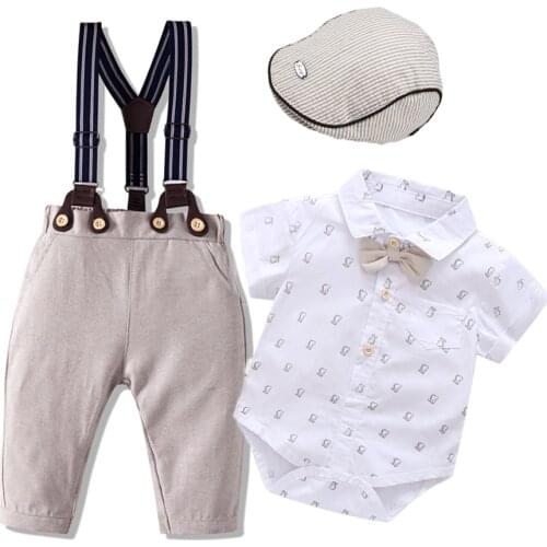 Newborn Clothes Baby Boys Cotton Clothing Infant Printed Bodysuit + Bib Pants Outfit Fashion Children Fall Costume 2021 New