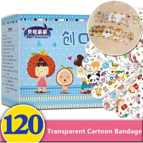 120PCs Cartoon Bandages Adhesive Bandages Wound Plaster First Aid Hemostasis Band Aid Sterile Stickers for Children Kids