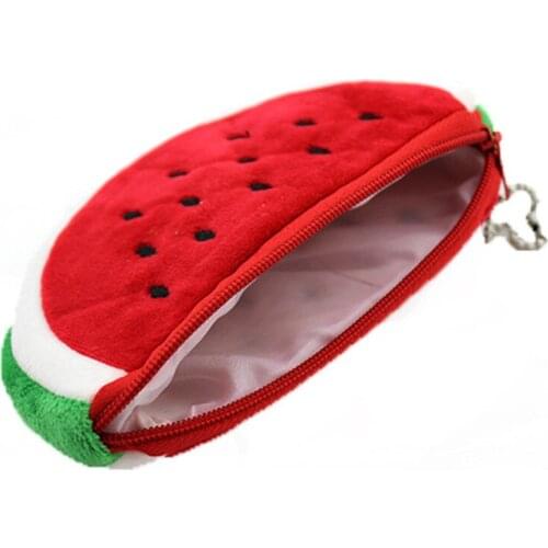 13*9cm Plush Coin Purse Cartoon Fruit Hobos Zipper Card Holder Earphone Wallet Children Mini Handbag Watermelon Girls Boys Gift