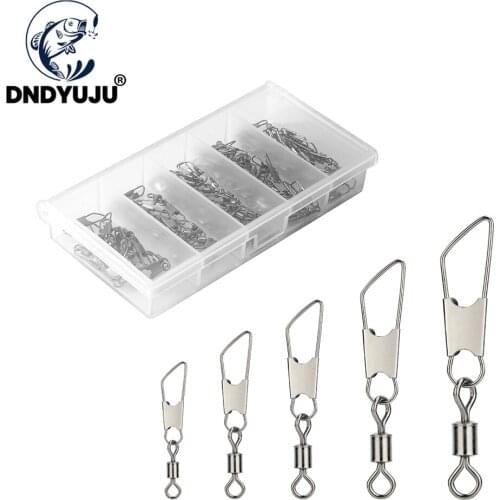 DNDYUJU 100pcs Fishing Connector Swivels Interlock Pin Snap 7#-14# Rolling Swivel For Fishhook Lure Fishing Accessories
