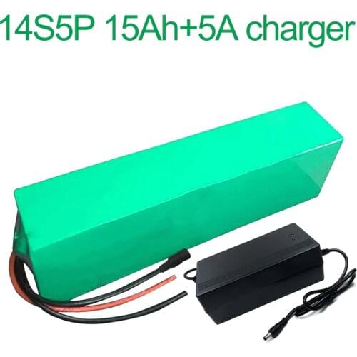 With 5A charger 52V 15Ah 14S5P 18650 Li-ion Battery Pack E-Bike Ebike electric bicycle 280*100*70mm