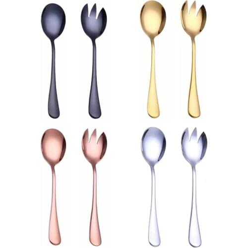 Tablewellware Gold Spoon Set steel cutlery Salad Fork 2 Pcs Salad Spoon Stainless Steel Serving Spoon Set Unique Spoons