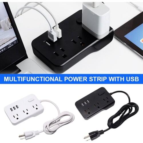 Power Strip Surge Protector with 3 Way AC US Plug Outlets and 3 USB Charging Ports for Smartphone Tablets Home Office Hotel