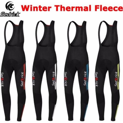 Sedrick Winter Super Warm Thermal Fleece Mens MTB Bike Team Cycling Bib Tights & Pants Cycling Pro Bib Pants With 3D Gel Pad