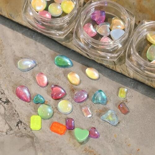 10pcs 3D Heart Colorful Clear Nail Studs Holo Japanese Crystal Manicure Summer Candy Nails Decoration DIY Nail Art Nail Salon