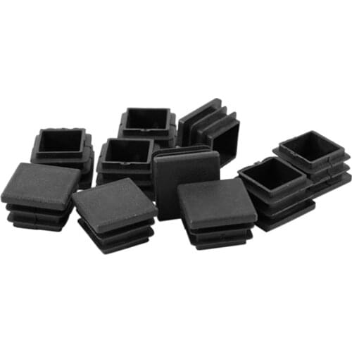 20mm x 20mm Hard Plastic Pipe Flat End Inserted Tube Table LEG End Plug 10 pieces Black