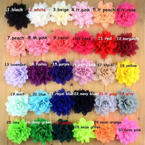 20pcs/lot 30 colors Handmade 10cm crinkle mesh Excellent Quality Chiffon Flower DIY Accessories
