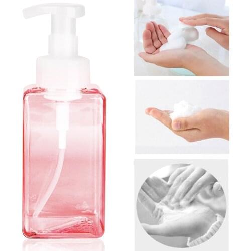 250 / 450ML Empty Refillable Square Plastic Foam Soap Mousse Pump Bottle Cosmetic Container