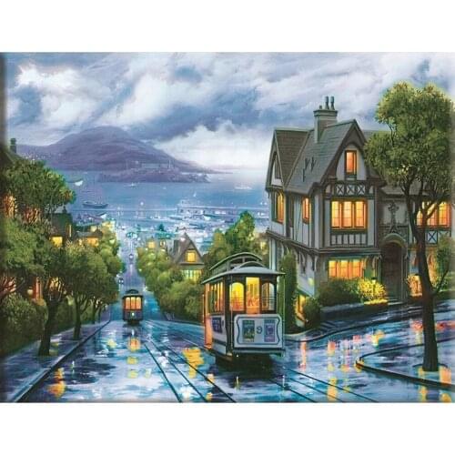 Diamond painting Cross Stitch Street Scenery Needlework Sets diamond Embroidery City Landscape 5d full drill square or round
