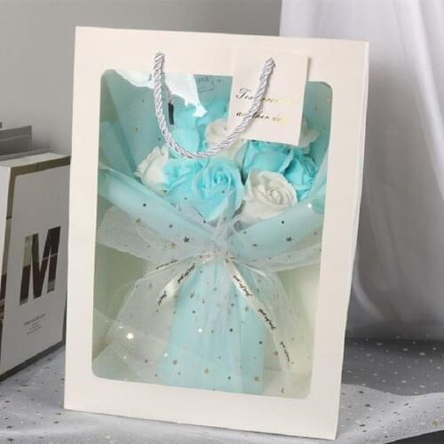 Scented Artificial Flowers Soap Rose Holding Flowers Bouquet Wedding Valentines Day Graduation Birthday Gifts Home Decoration