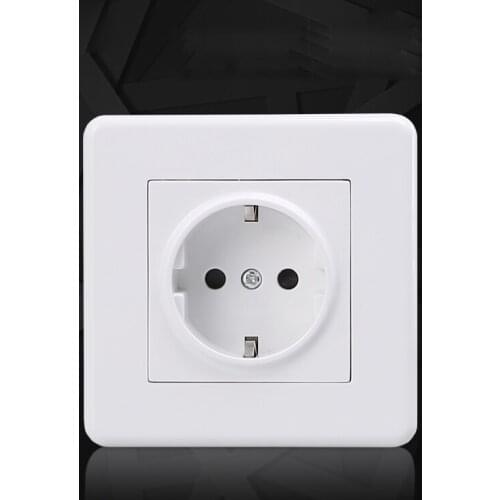 White Color Germany Electrical Plug Socket 86x86mm European Electric Wall Outlet Panel With CE ROHS Certificate