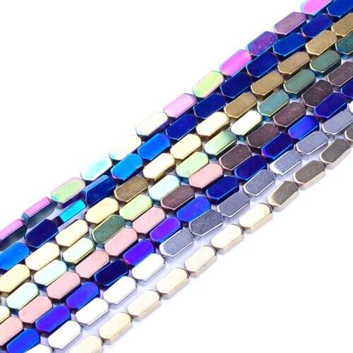 8colors 4mm Natural Stone Hematite Beads Bright Hexagon shape Loose beads for DIY Necklace Bracelet Jewelry Making Accessories