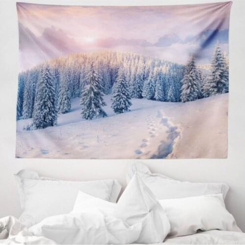 Landscape Mikrofiber Large Wall Tapestry Snow-Covered Trees Fabric Print Decorative Wall hanging 230cm x 140cm
