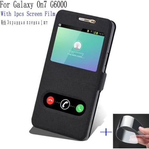 Phone case For Samsung galaxy ON7 G6000 case shell open window PU leather cover For Samsung ON 7 G6000 flip case back cover skin