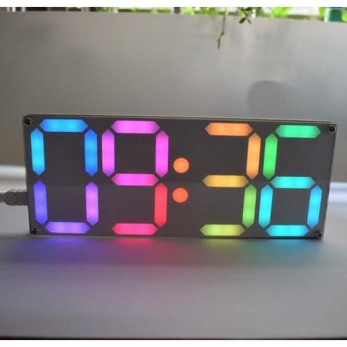 Large Rainbow Color Digital Tube DS3231 Clock DIY Kit With Customizable Colors