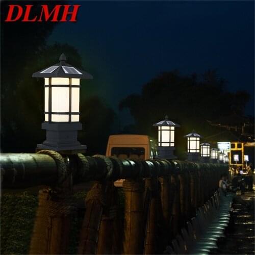 DLMH Patio LED pillar lighting Solar Waterproof Modern Outdoor Post Light Fixture For Porch Balcony Courtyard Villa