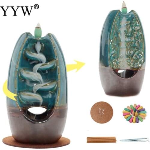 Double-Sided Flow Smoke Backflow Incense Burner Ceramic Creative For Household Or Office Decoration Incense Stick Holder