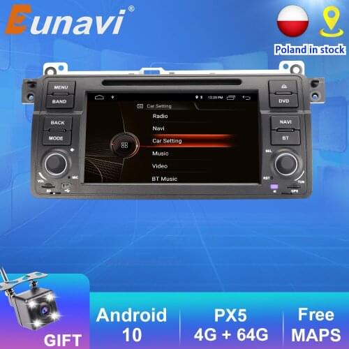 Eunavi 1 Din Android 10 Car DVD Player For BMW E46 M3 Rover 3 Series Multimedia 7 inch Radio Stereo 1Din GPS Navigation DSP USB