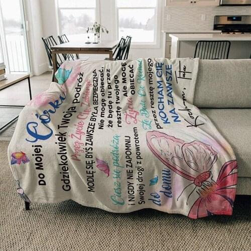 Flannel Throw Blanket Spanish Letter to My Daughter Son Quilts Air Mail 3d Print Keep Warm Sofa Home Textiles Family Gift