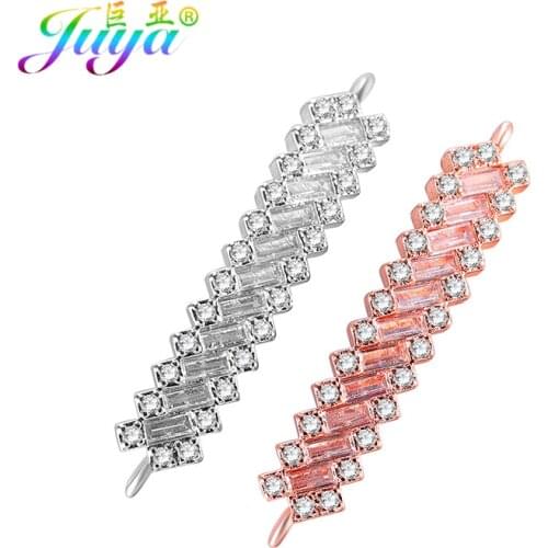 Micro Pave Cubic Zironia Jewelry Findings Supplies Metal Charm Connector Accessories For Braid Korea Cord Beads Bracelets Making
