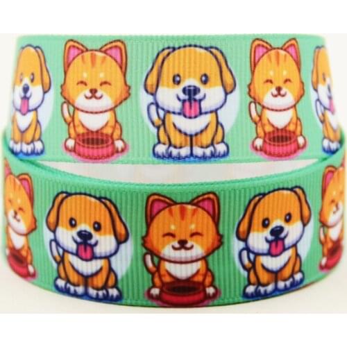 22mm 25mm 38mm 75mm Dog cartoon printed Grosgrain Ribbon party decoration 10 Yards X-04395