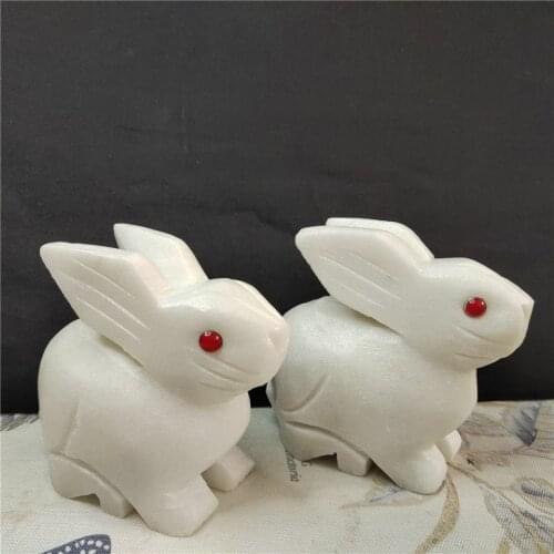1pcs Natural white marble rabbit, handcrafted lovely rabbit, used for home decoration living room decorations
