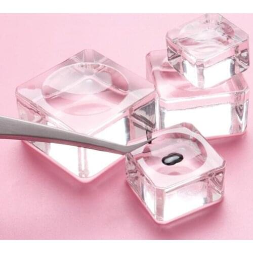 Square Crystal Glass Gasket False Eyelash Stand Glue Pad 4 size Glue Holder Eyelashes Adhesive Pallet Paste Glue Pad Makeup Tool