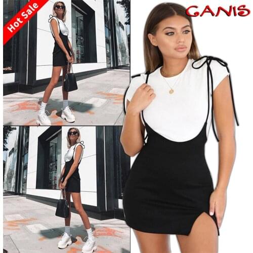 Summer New Fashion Ladies Black Sleeveless Casual Suspender Strap Skirt Evening Women Clubwear Sexy Mini skirts