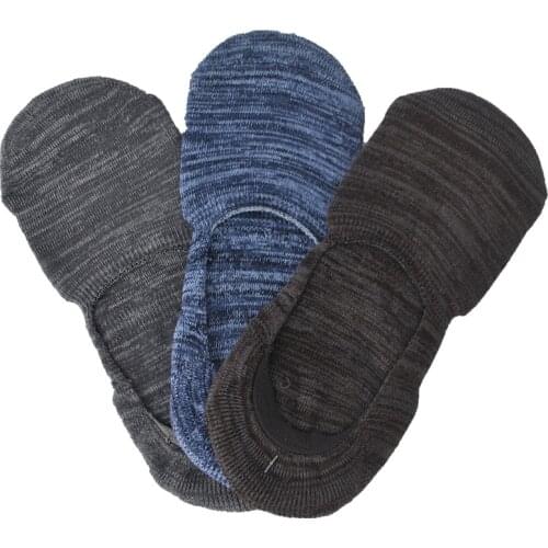 3 Pairs Terry Thickened With Non-slip Glue Invisible Socks Mens Socks 3 Colors No Show Socks