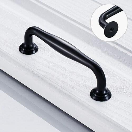 Matte Black Zinc Alloy Door Handle Euro-style Drawer Cabinet Kitchen Bathroom Wardrobe Knob Furniture Handle H4432