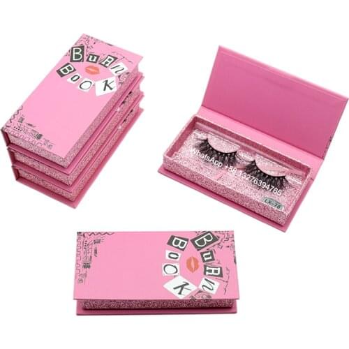 Burn Book Eyelash Case Empty Box Lashwoods Eyelash Case Free Plastic Tray Wholesale Mink Eyelashes Custom Eyelash Packaging