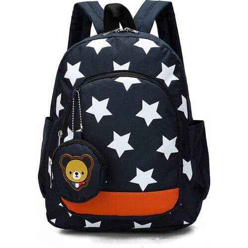 Stars Printing Nylon Children Backpacks Kids Kindergarten School Bags Backpacks Baby Boys Girls Nursery Toddler Cute Rucksack