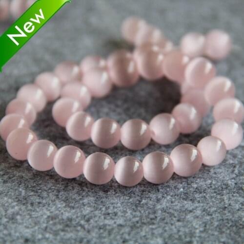 New 10mm Mexican cat eye Imitation Pink Opal chalcedony loose beads DIY Manual Accessories 15" Jewelry making design wholesale