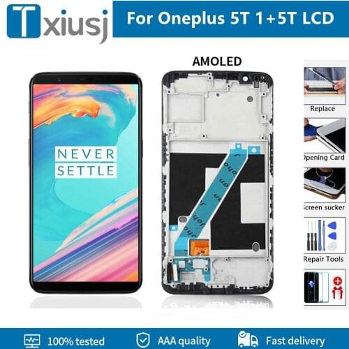 Original For Oneplus 5T 1 + 5T A5010 LCD screen 6.01 "original AMOLED touch screen with OnePlus 5T 1 + 5T LCD display frame