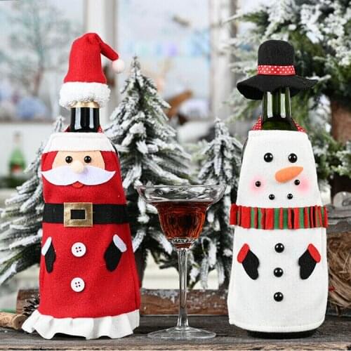 Xmas Wine Bottle Gift Bags Snowman Santa Claus Christmas Decoration Ornament Cover