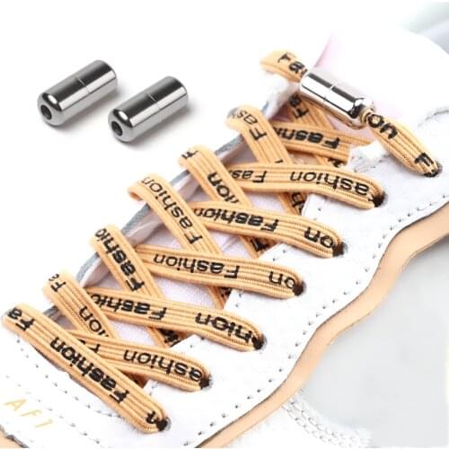 1Pair Elastic Locking Shoelaces Printed letters Flats No Tie Shoelace Quick Sneakers Kids Adult Women Men Shoe laces Strings