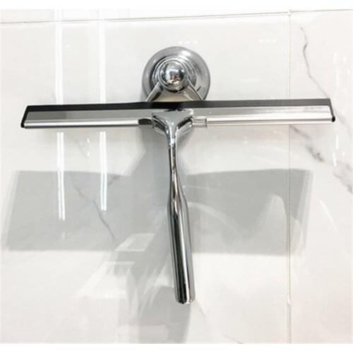 Stainless Steel Glass Squeegee Household Window Shower Wiper with Suction Hook Bathroom Mirror Cleaning Brush Glass Scraper